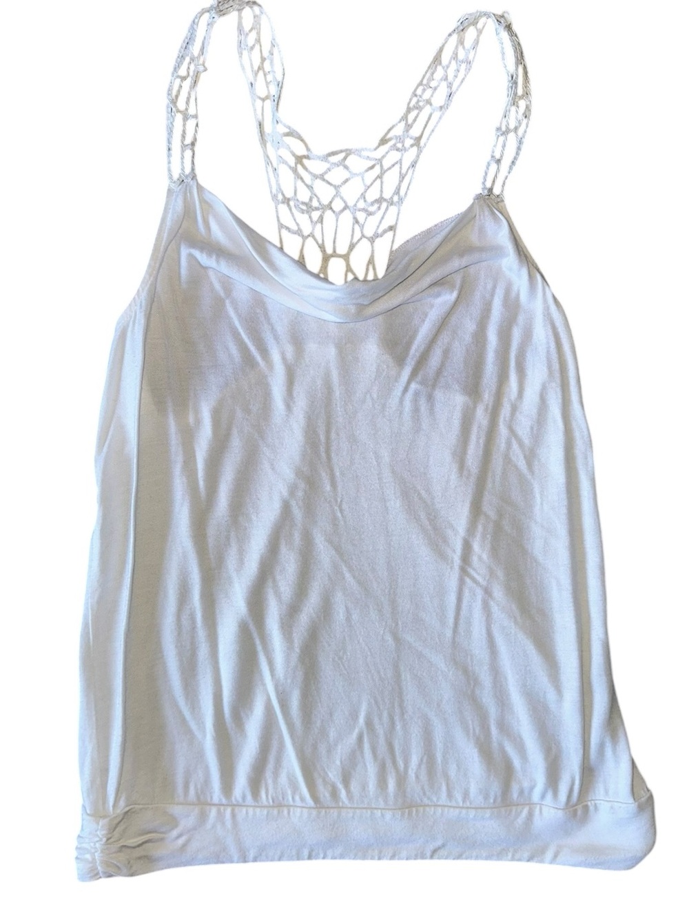Express White Tank Top with beaded cut out racker back